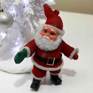 Vintage Santa Claus Figurine Ornament With Felt & Plastic Materials